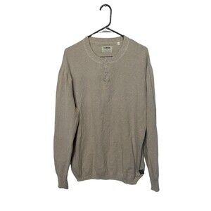 Linksoul Sweater Mens XL Khaki Tan Cotton Cashmere Henley Pullover Golf Knit